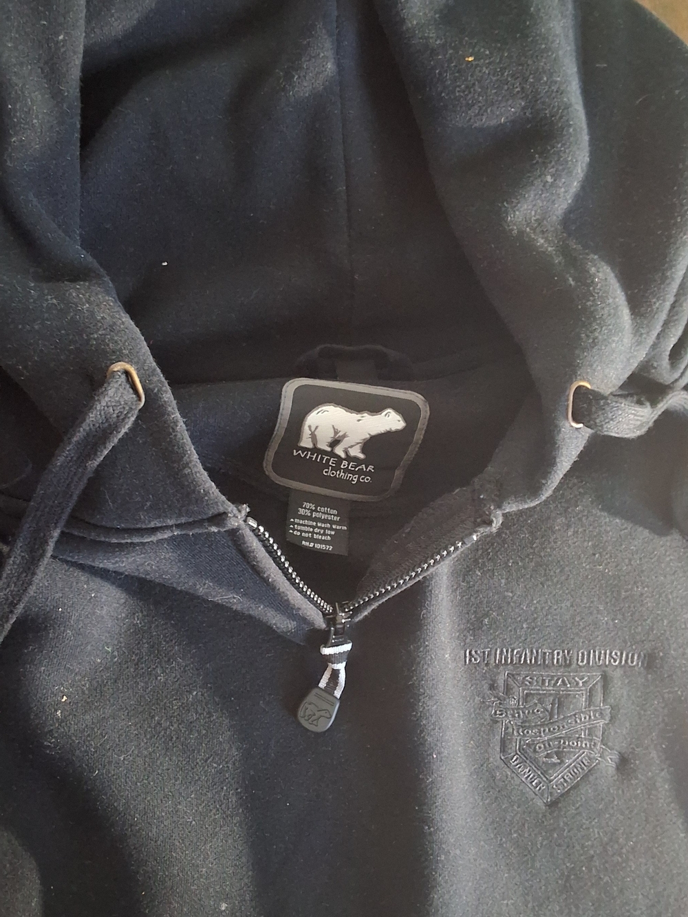 White Bear Men's Black Military-Style Hooded Jacket